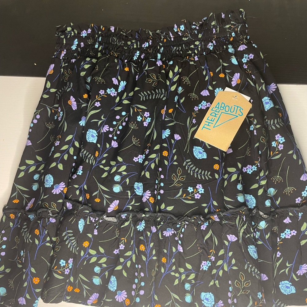 Black floral skirt